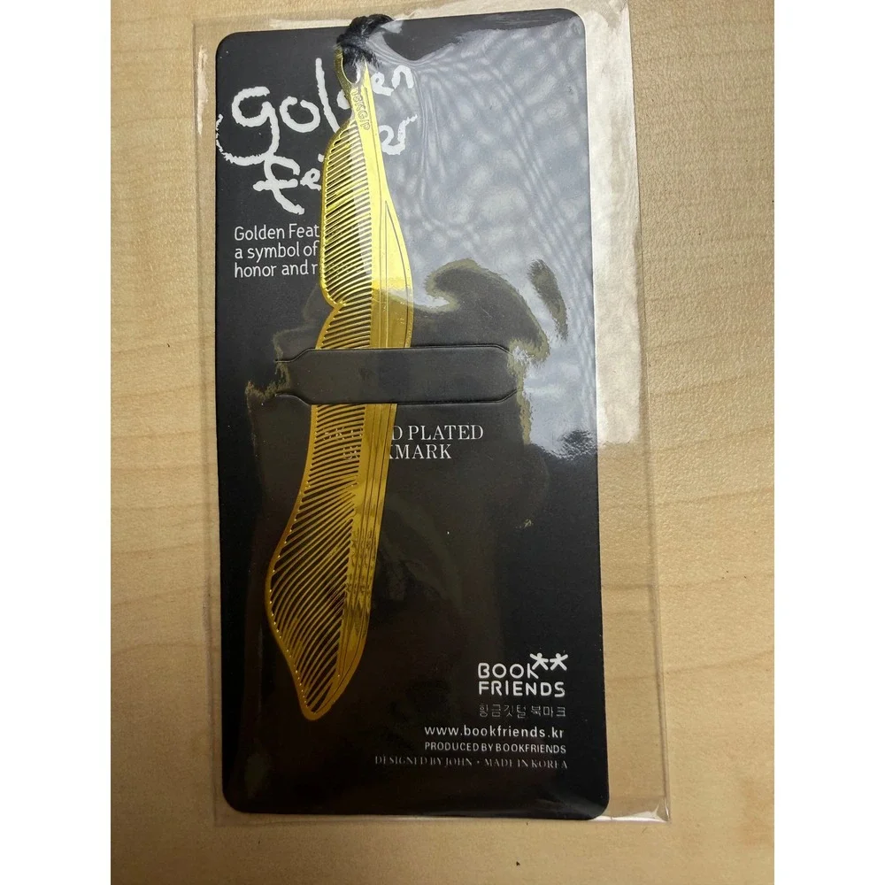 Bookfriends Golden Feather 18K Gold Plated Bookmark Korean Stationery Gift New